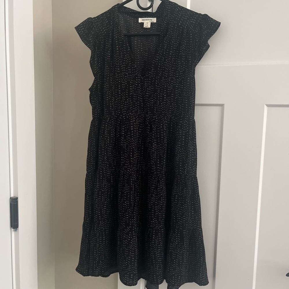 Monteau Black Dress with White Dots